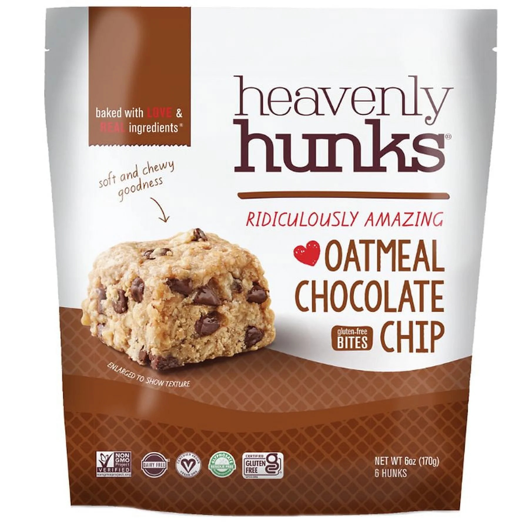 Heavenly Hunks Gluten Free Cookie Oatmeal Chocolate Chip 6.0 oz | Walmart (US)