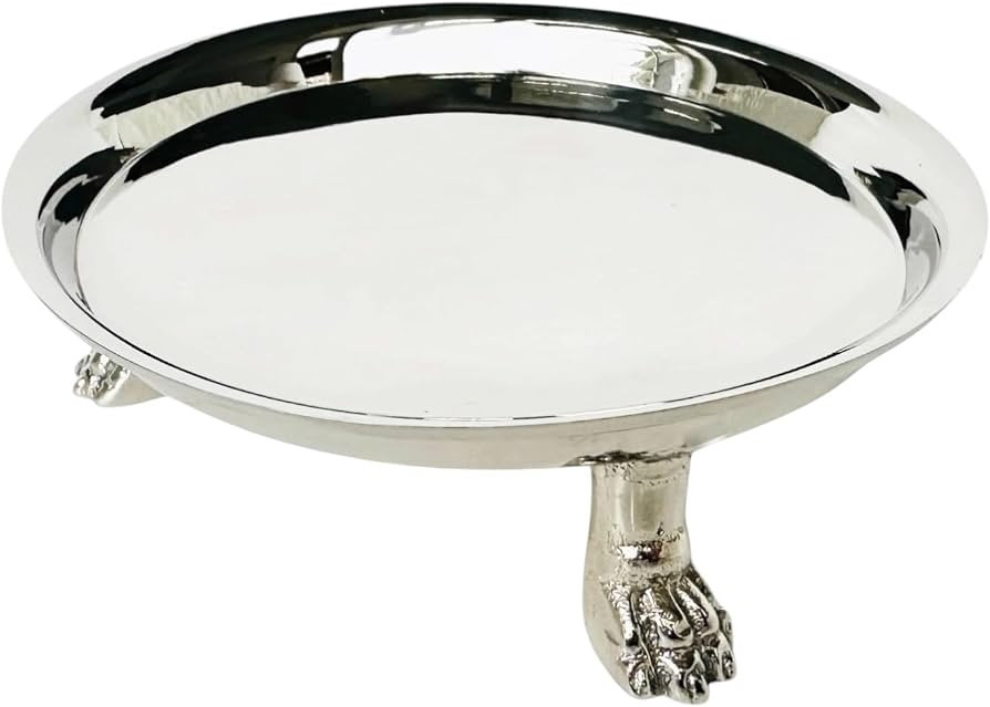 Silver Clawfoot Dish - Solid Brass - Nickel Plated - 4.6 in - Pedestal Dish - Candle Dish - Candl... | Amazon (US)