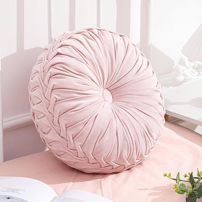 Drydiet 1 Pcs Round Throw Velvet Pillows Decorative Pleated Throw Pillows Diameter Accent Pumpkin... | Amazon (US)
