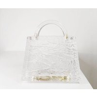 Top A+++ Lucite Trapezoid Tote Bag, Mini Lucite Tote, Transparent Ice Effect Surface Clear Bag | Etsy (US)