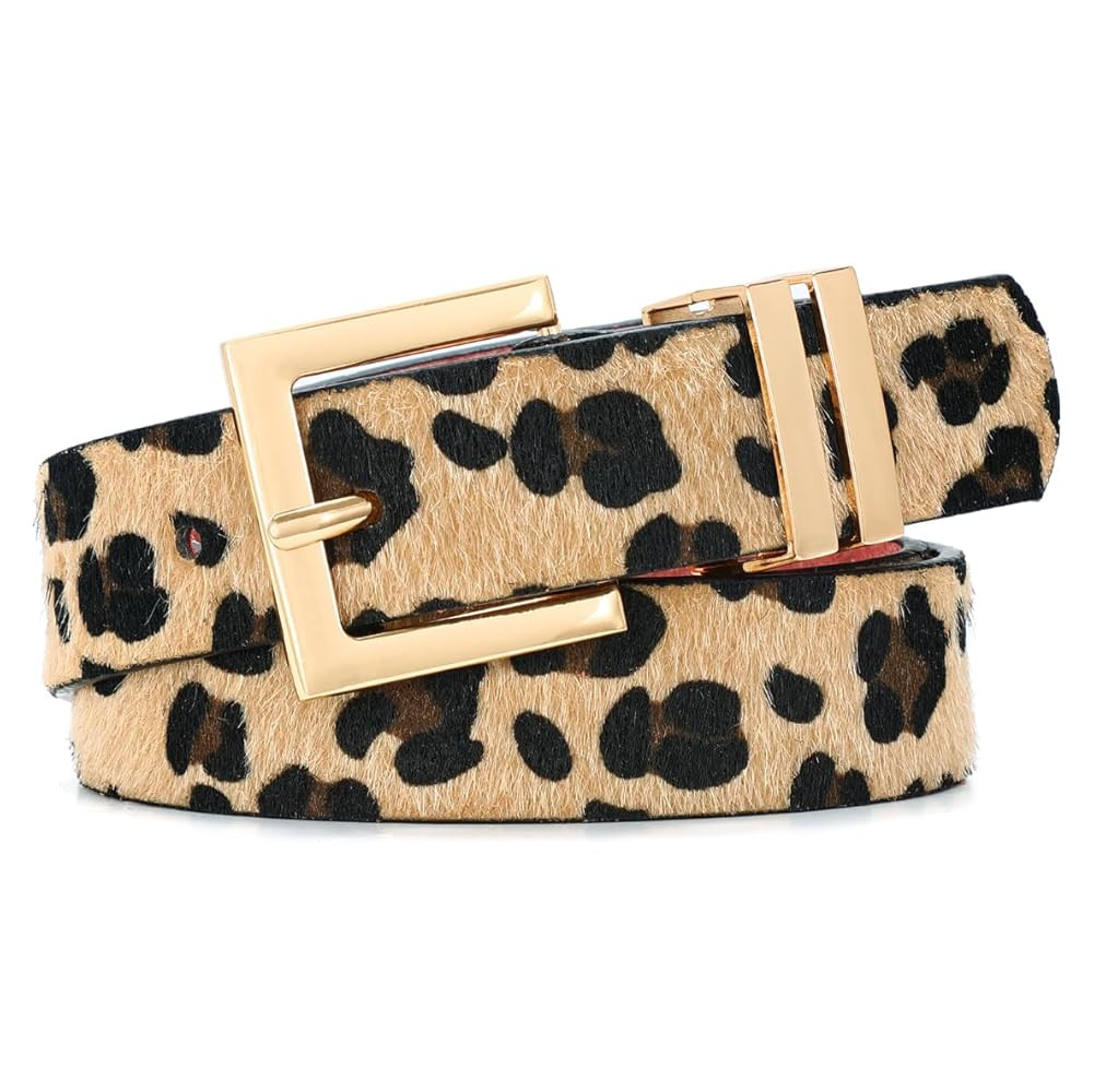 Women's Leather Belt for Jeans Pants Dresses Fashion Ladies Belt Square Gold/Silver Buckle Waist ... | Amazon (US)