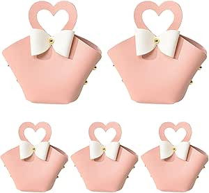 Tainrunse 5 Pcs Leather Wedding Candy Bags Party Gift Wrap Bag Convenient Colorful Mini Bowknot H... | Amazon (US)