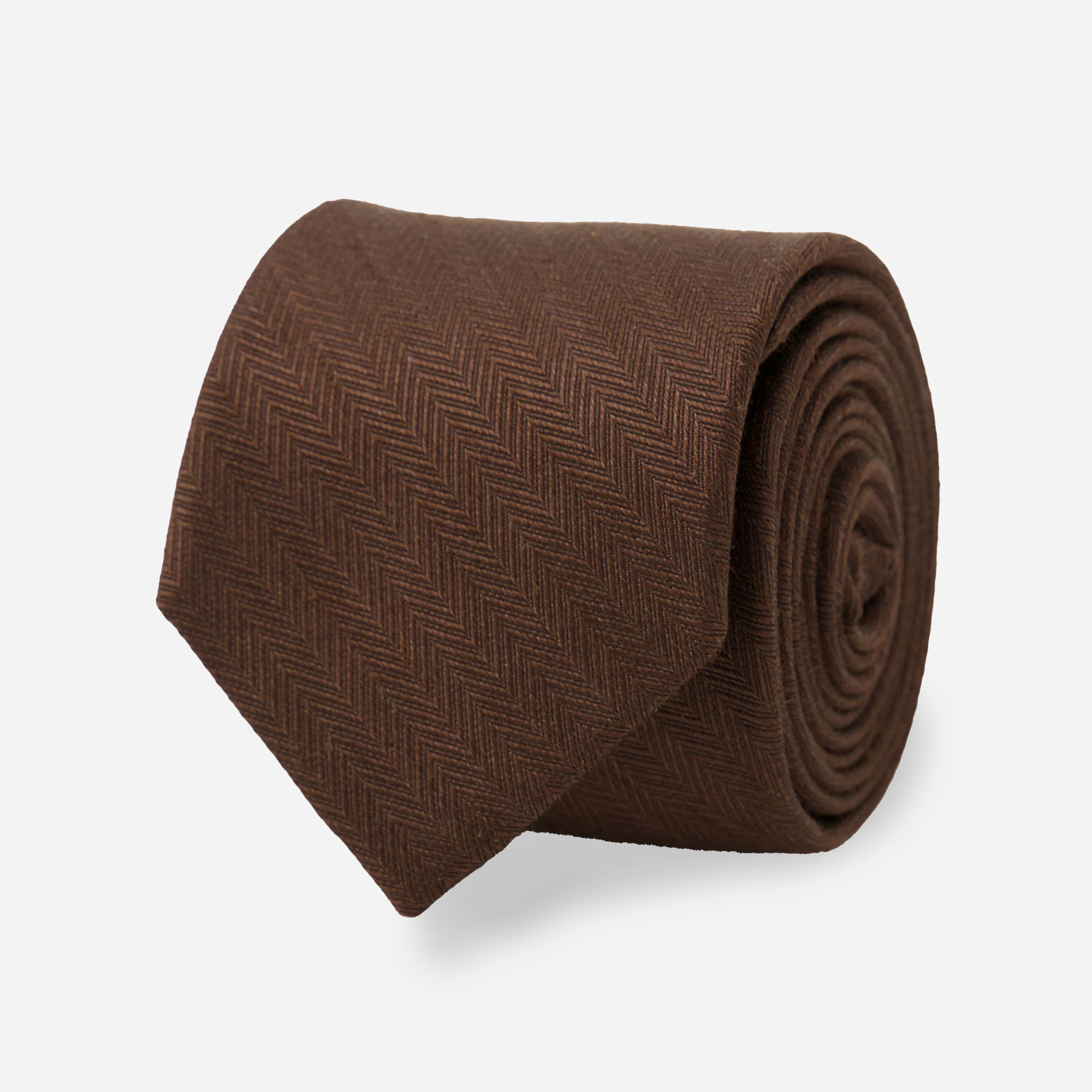 Alleavitch Herringbone Chocolate Brown Tie | Linen Ties | Tie Bar | The Tie Bar