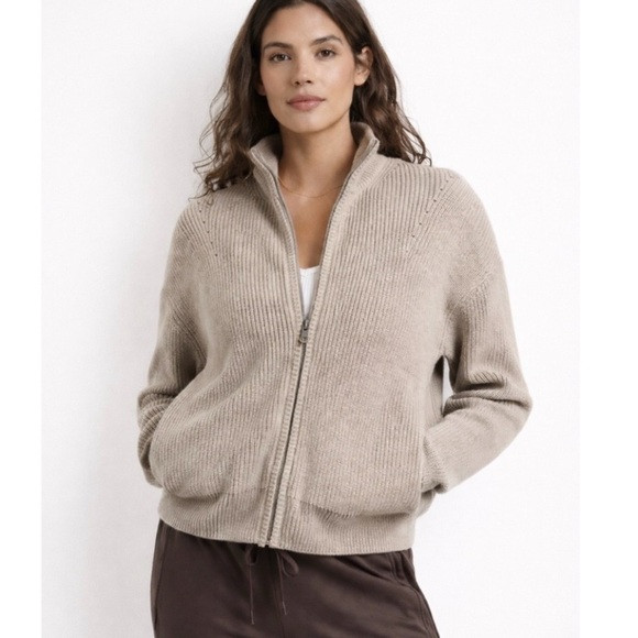 Athleta Escapade Mock Neck Bomber Sweater Jacket in Bluff Grey | Poshmark