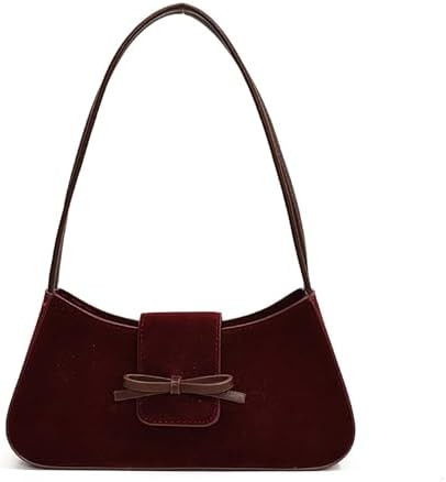 Small Shoulder Bags for Women Suede Handbag Cute Bow Purse Y2K Suede Hobo Handbag Clutch Underarm... | Amazon (US)