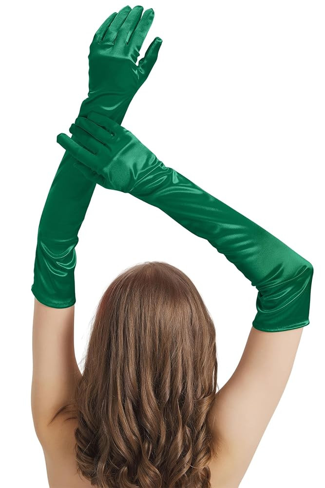 Long Gloves Costume Women Long Satin Opera Gloves Elbow Length Halloween Cosplay 1920s Gatsby Eve... | Amazon (US)