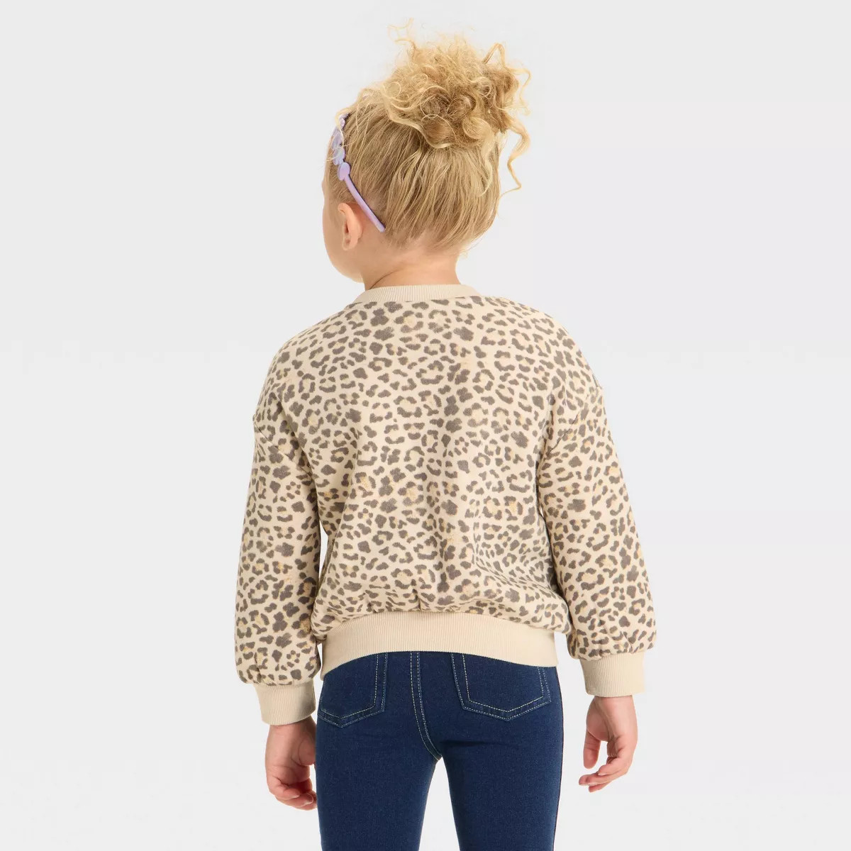 Grayson Mini Toddler Girls' Leopard Printed French Terry Crew Sweatshirt | Target