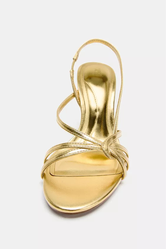 LAMINATED STRAP HEELED SANDALS | Zara US