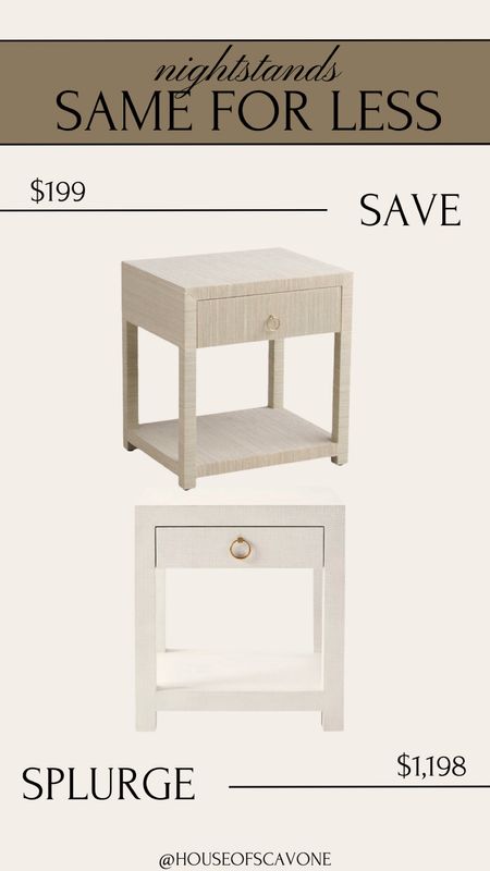 same style for less! Textured neutral nightstand is gorgeous! Which one do you love more? The splurge or save ? #splurgeorsave #samestyleforless #samevibeforless #save #splurge #nightstand #texturednightstand #bedroom #bedroomdecor #under200

#LTKMostLoved #LTKhome #LTKSpringSale