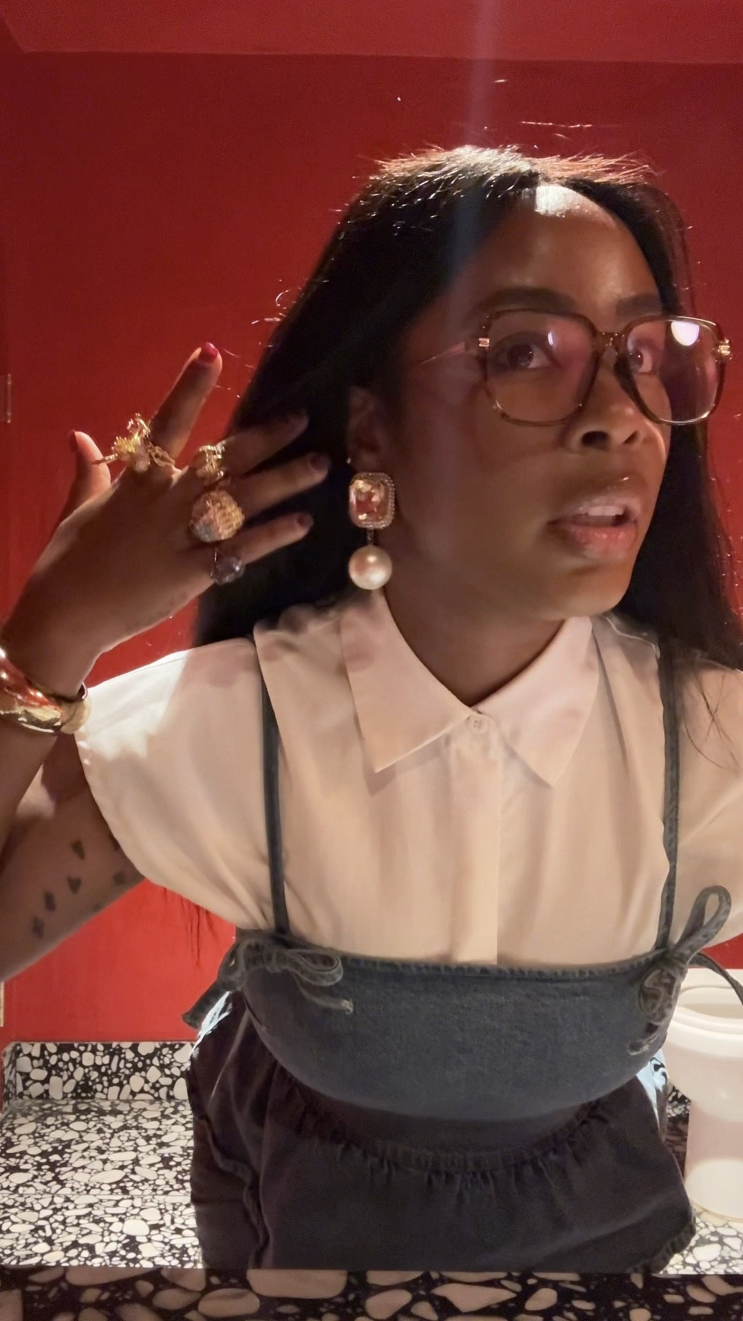 Today’s OOTD is all about layering basics with statement pieces to create a look that’s chic, effortless, and versatile.

I started with my white bib shirt from Amazon, a closet must-have that gives you the crisp collar effect of a button-down without the bulk. I layered it under the cutest denim peplum tank from Target for a playful yet polished vibe.

For bottoms, I went with my tried-and-true distressed Zara jeans, paired with my Zara leopard sandals for that extra pop of print. Accessories are always my love language, so I over-stacked and layered jewelry to elevate the look even more.

To finish things off, I added my blue light glasses from Amazon (style and function) and my favorite hair piece: a 26” Glueless middle part human hair wig from Amazon, which I’ve been repurchasing since 2021.

This outfit is the perfect mix of affordable finds and timeless staples that you can easily recreate and make your own

#LTKStyleTip