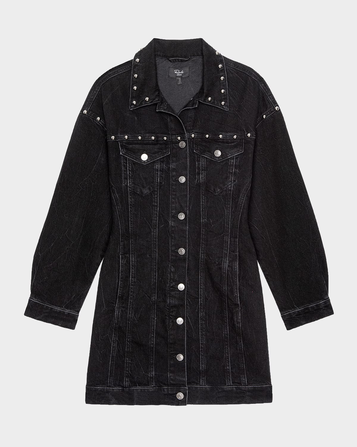 Ladera Studded Denim Mini Dress | Neiman Marcus