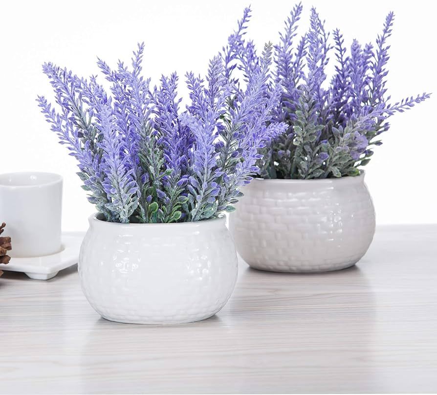 Artificial Mini Potted Flowers Plant Lavender for Home Decor Party Wedding Garden Office Patio De... | Amazon (US)