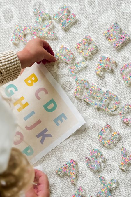 Our #LTKtoddler loves playing with these sparkly resin letters as we begin to learn the letters of the alphabet! They’re an ideal size (in my opinion) — not too small or too big, and they’re easy to clean which makes them ideal for playing in water, sand, play-doh, etc.

To use them for a matching game I paired them with the [free] alphabet printable that I found here: https://themamanotes.com/trader-joes-alphabet-cookies-letter-recognition-printable/  

#LTKbaby #LTKkids
