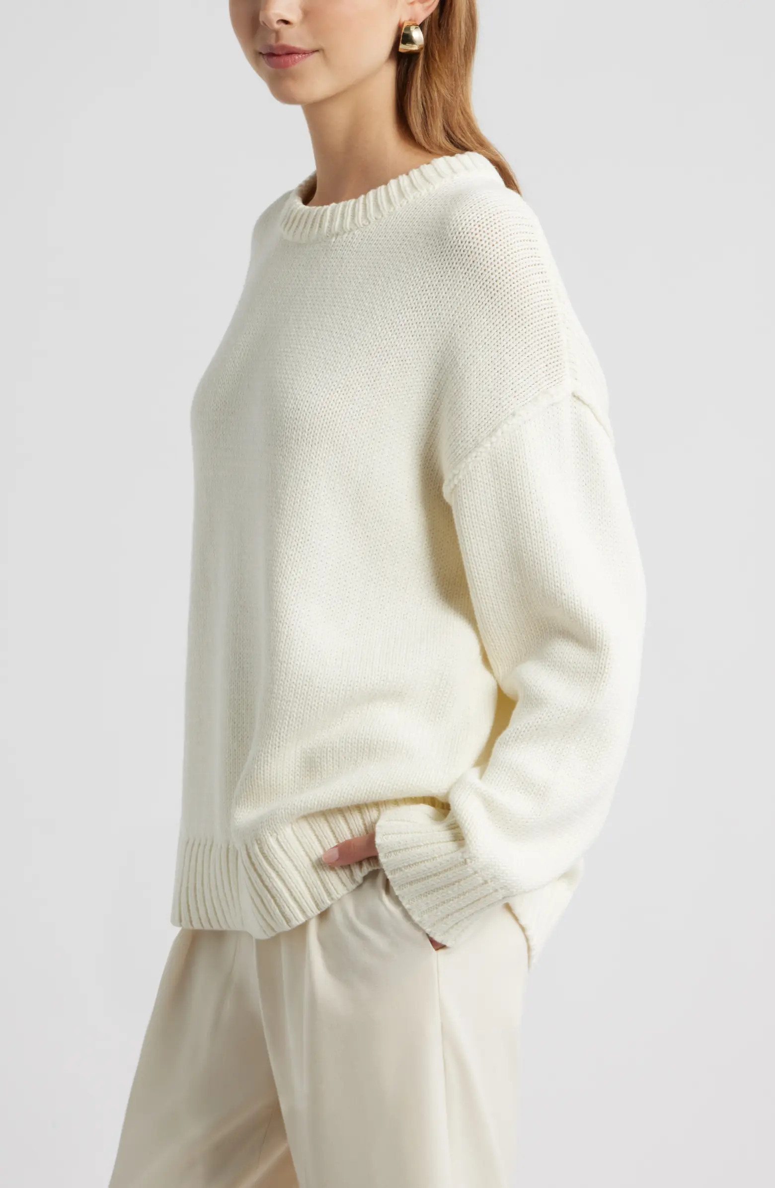 Oversize Crewneck Cotton Sweater | Nordstrom