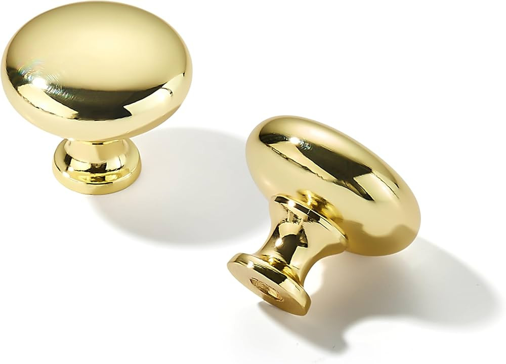 Khtumeware 10 Pack 1-1/4 inch(32mm) Polished Brass Cabinet Knobs - Round Unlacquered Brass Drawer... | Amazon (US)