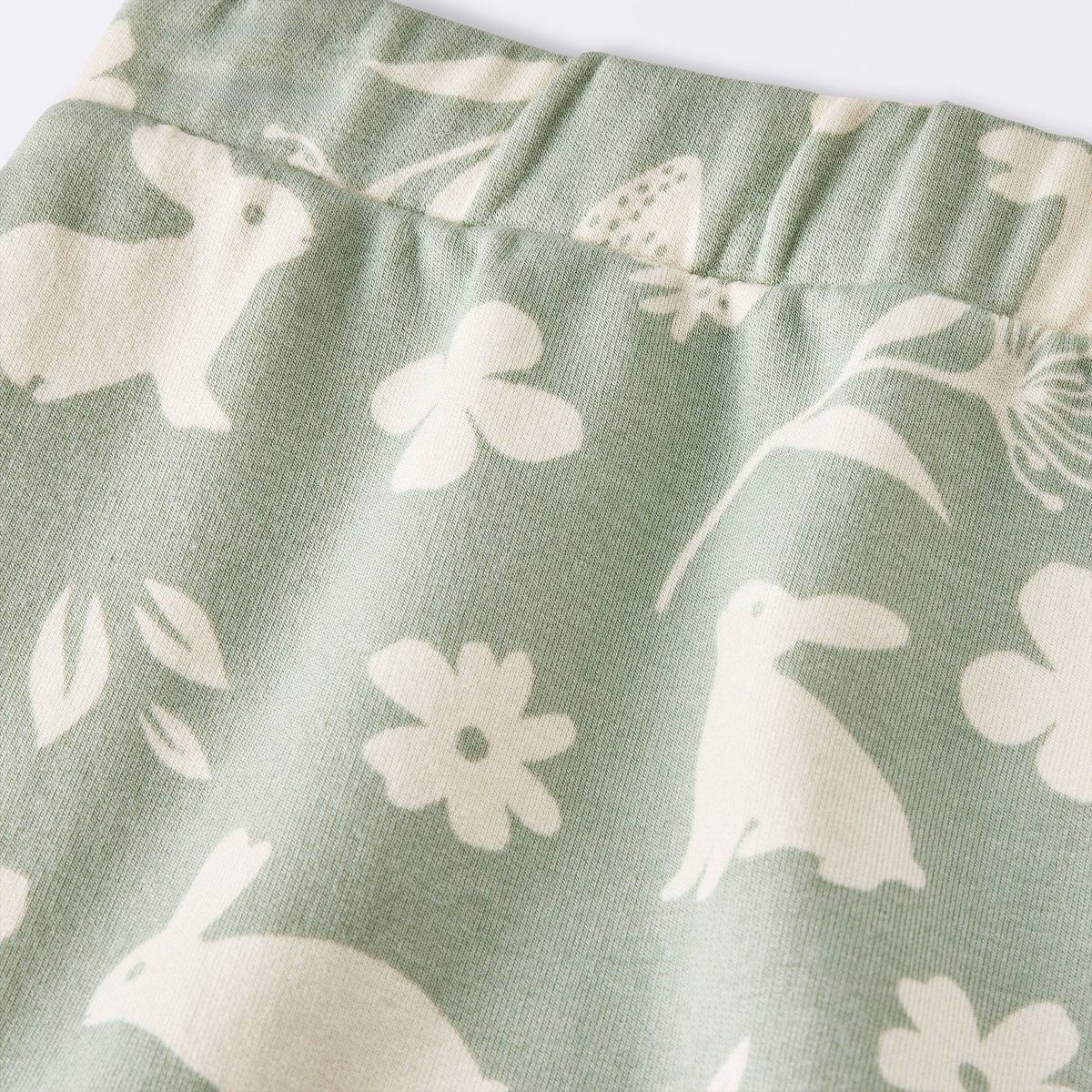Baby Girls' Modal French Terry Bunny Top & Bottom Set - Cloud Island™ Green Newborn | Target