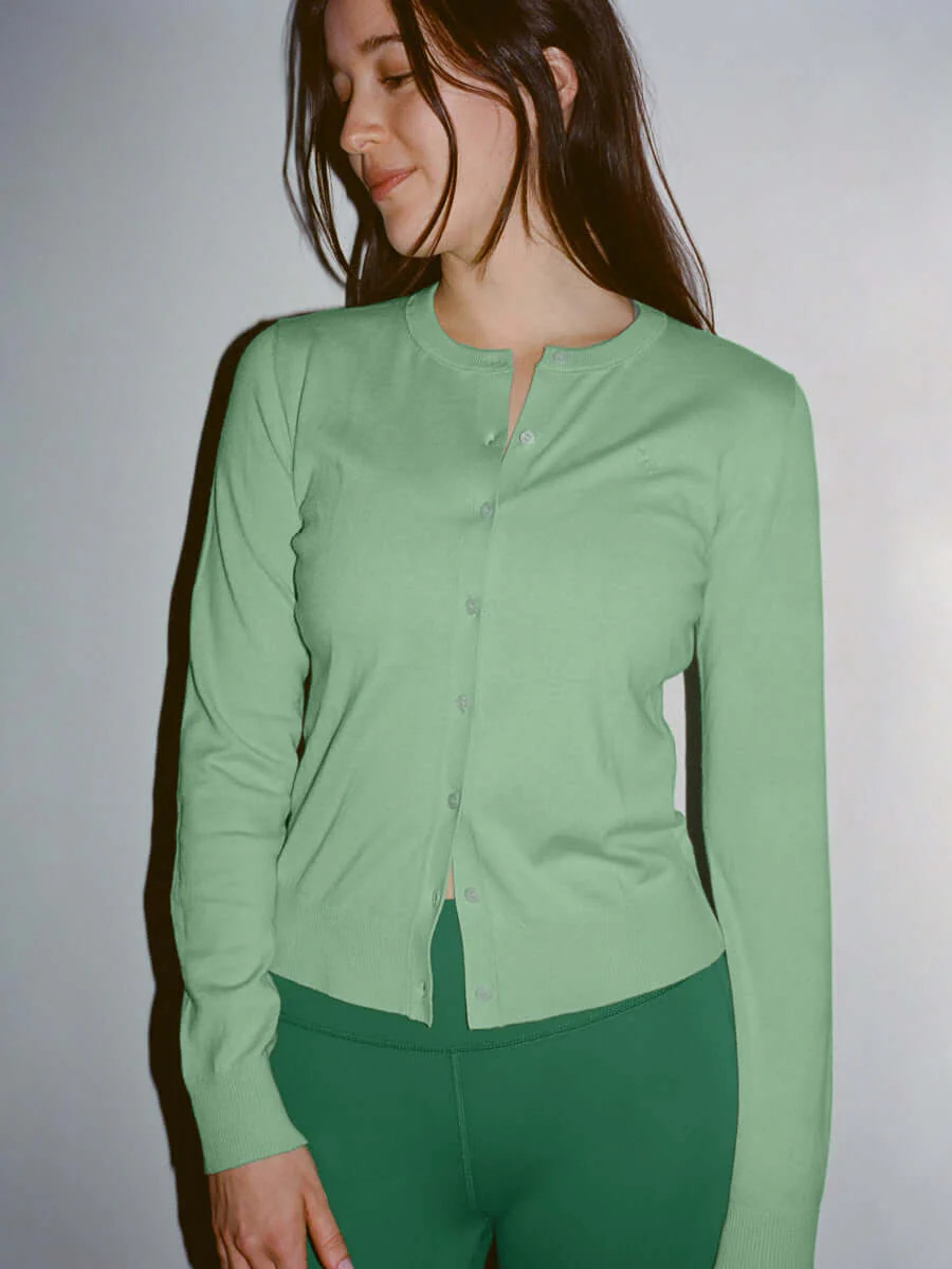 Sugar Cardigan in Cotton Cashmere Knit - Caterpillar | OV | Outdoor Voices