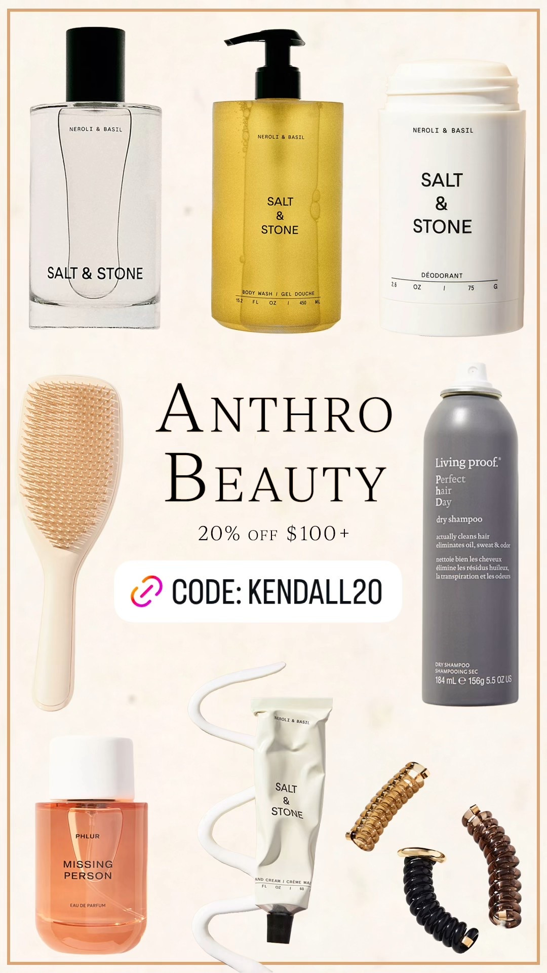Beauty favorites available at Anthro // use code kendall20 for 20% off $100+