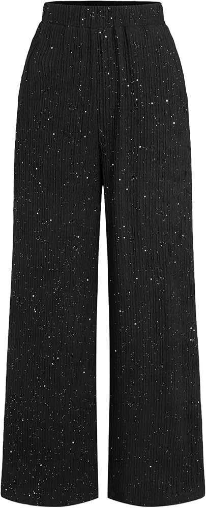 CIDER Women's Wide Leg Pants Glitter High Waist Pants Trendy Dressy Trousers Casual Pants | Amazon (US)