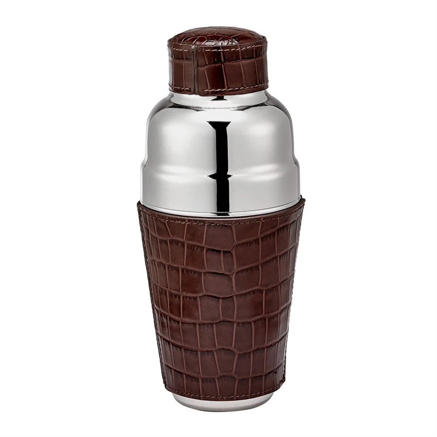 Cocktail Shaker in Crocodile Embossed Leather | Over The Moon