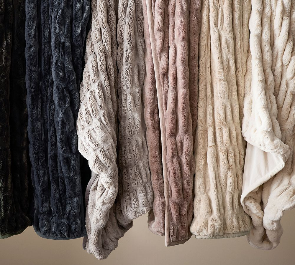 Faux Fur Ruched Throw | Pottery Barn (US)