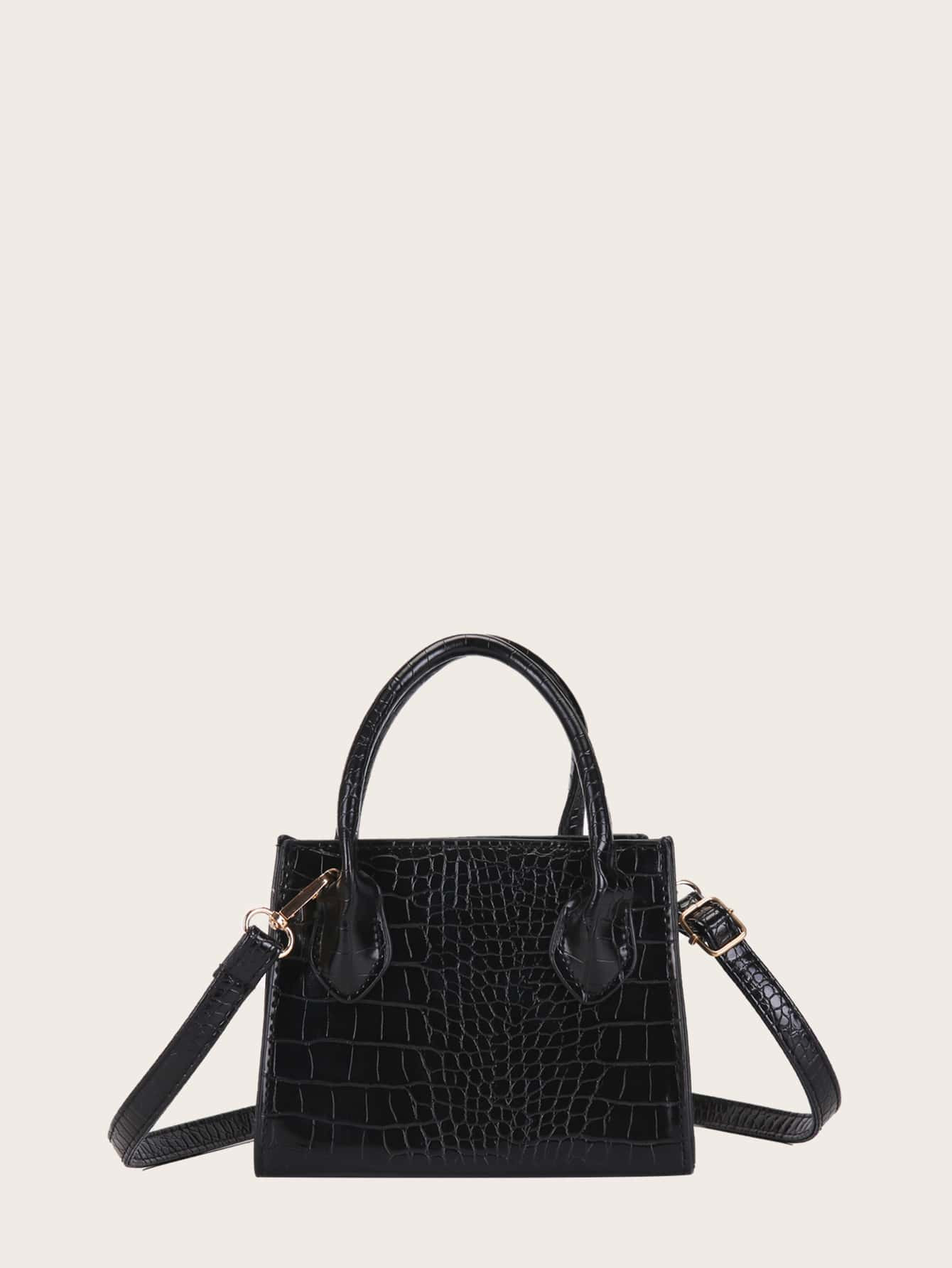 Croc Embossed Satchel Bag | SHEIN