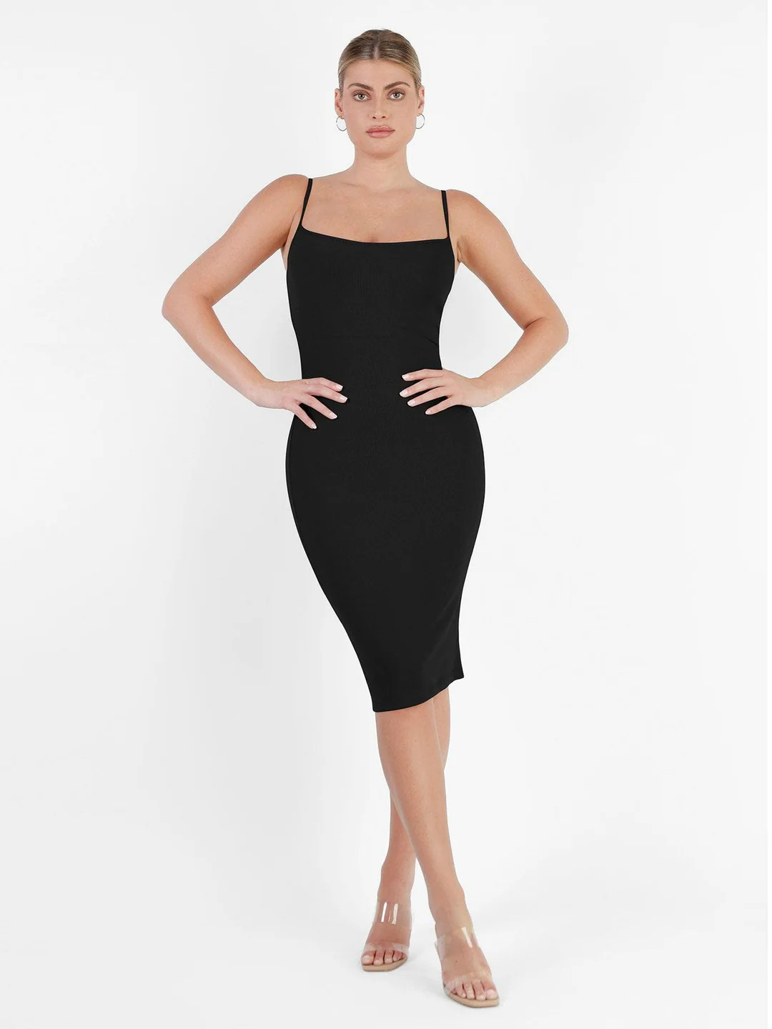 Shapewear Solid Modal Slimming Midi Slip Dress | Popilush