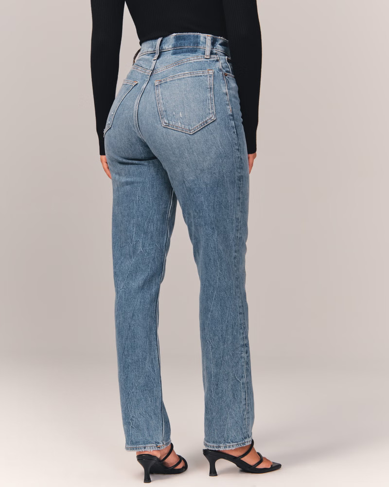 Curve Love 90s Ultra High Rise Straight Jeans | Abercrombie & Fitch (US)