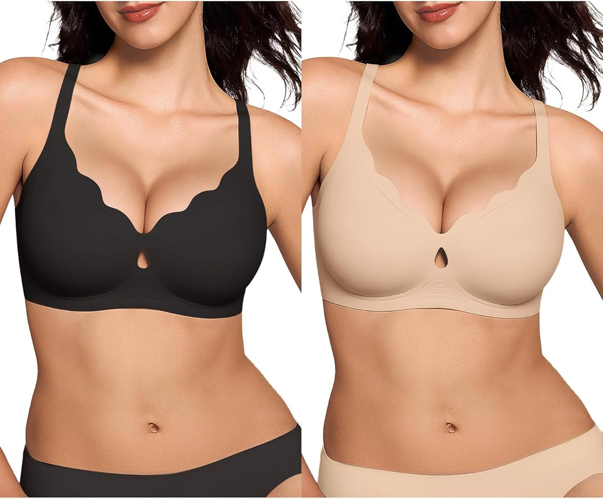 Wireless Bras for Women Wave Push Up No Underwire Bralettes Seamless Full Coverage Support Lift E... | Amazon (US)