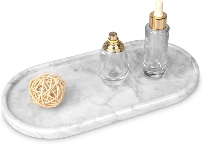 Marble Oval Bathroom Vanity Tray,Luxury Natural Stone Small Decorative Tray,Soap Dispenser Dresse... | Amazon (US)