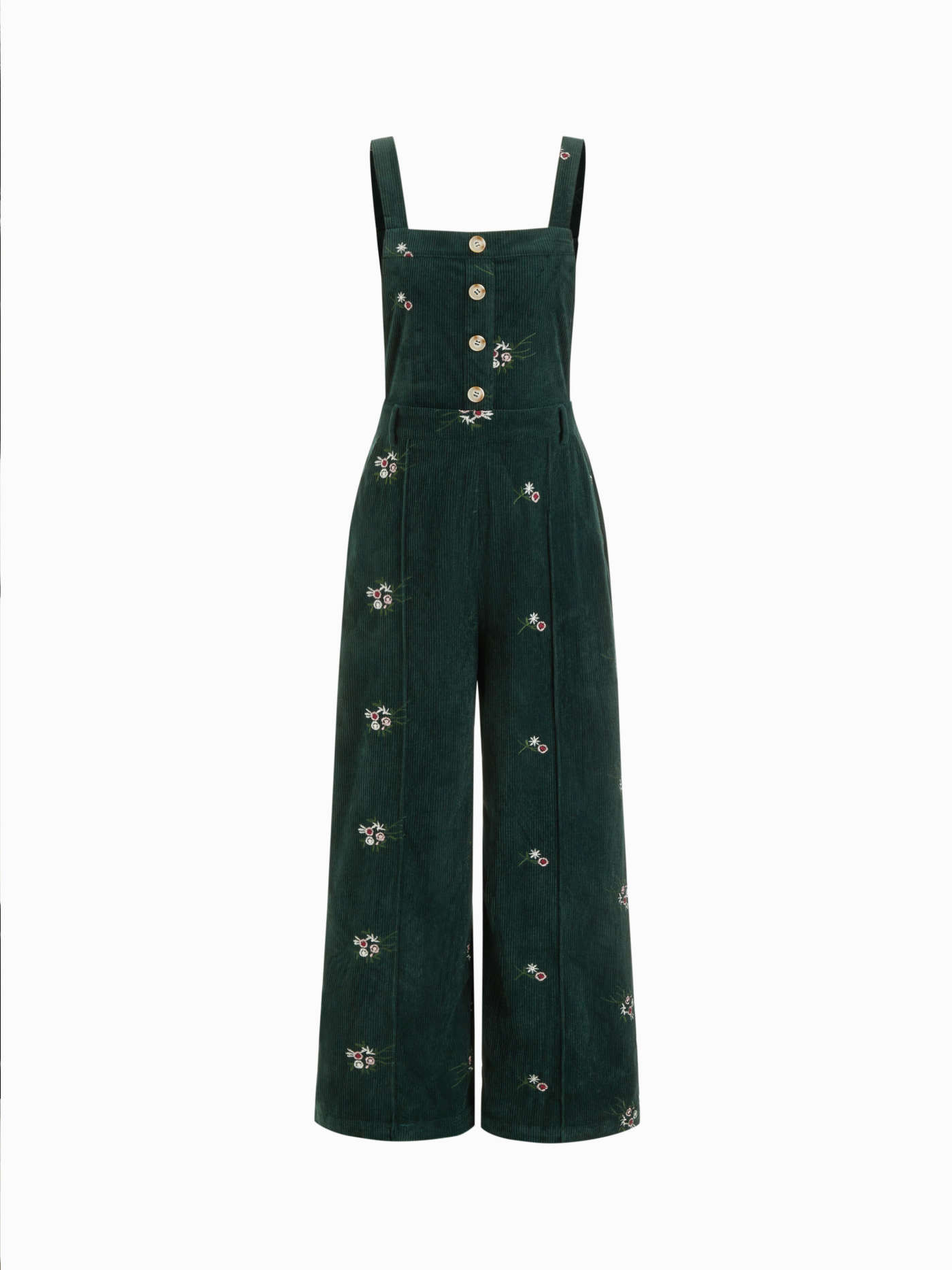 Corduroy Corduroy Floral Backless Pocket Wide Leg Jumpsuit For Daily Casual | Cider