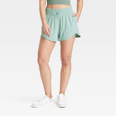 Women's Flex Woven High-Rise Shorts 3" - All In Motion™ Olive Green XS | Target
