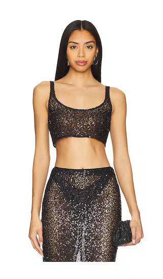 Shanti Top in Black Crop Top Black Sheer Top Black Sequin Skirt And Top Set Matching Sets Vacation | Revolve Clothing (Global)