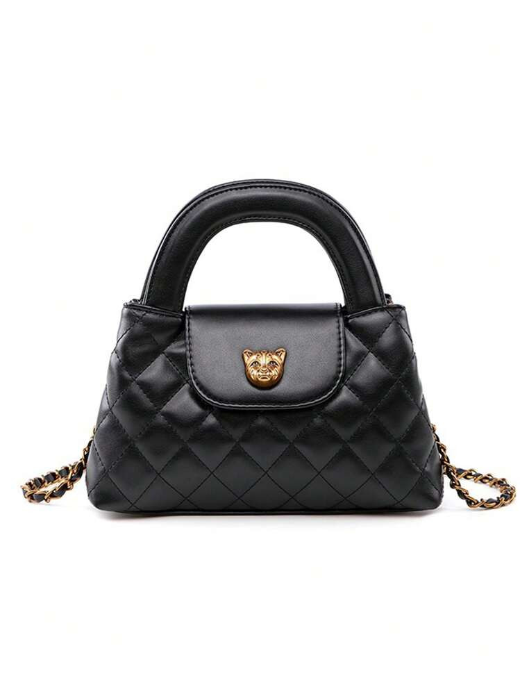 Neue Modische Vielseitige Tasche Mit Diamantgitter-Stickerei, Kette Und Zarter Umhänge-/Handtasche, Quadratisch, Ideal Für Büro, Geschäft Und Arbeit, Business-Lässig-Damentasche, Perfekt Für Büro, Geschäft Und Arbeit | SHEIN