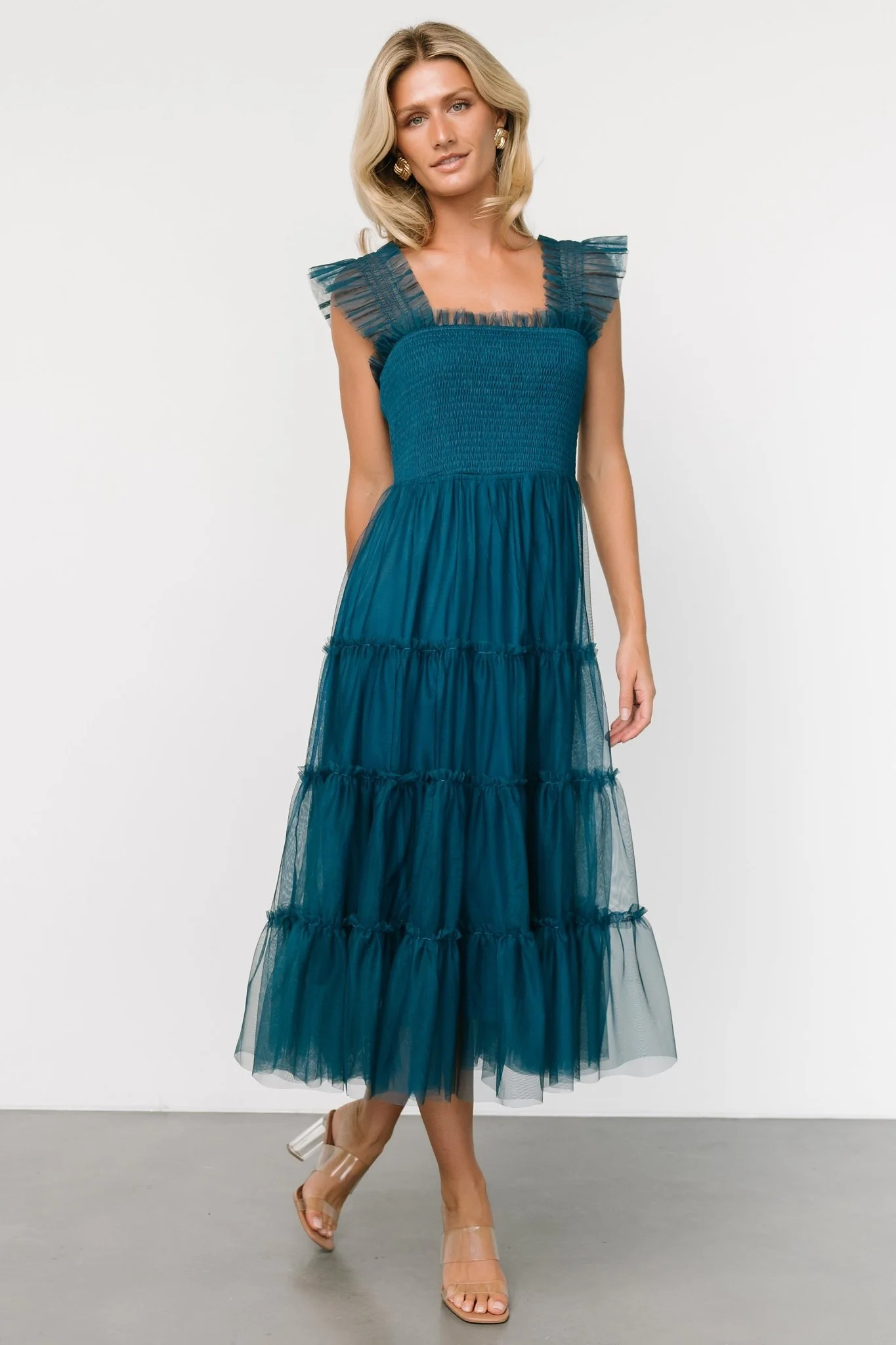 Emma Smocked Tulle Dress | Teal | Baltic Born