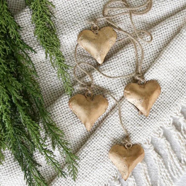 Metal Hearts on Jute Rope *Final Sale* | Interior Delights