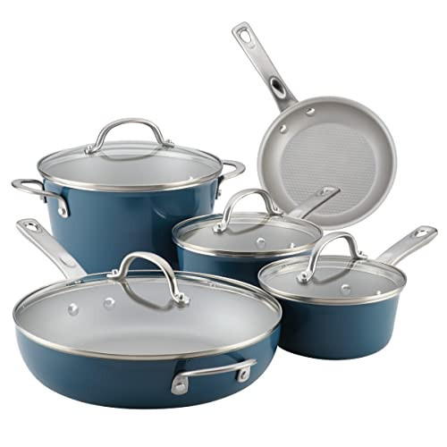 Ayesha Curry Home Collection Nonstick Cookware Pots and Pans Set, 9 Piece, Twilight Teal | Amazon (US)