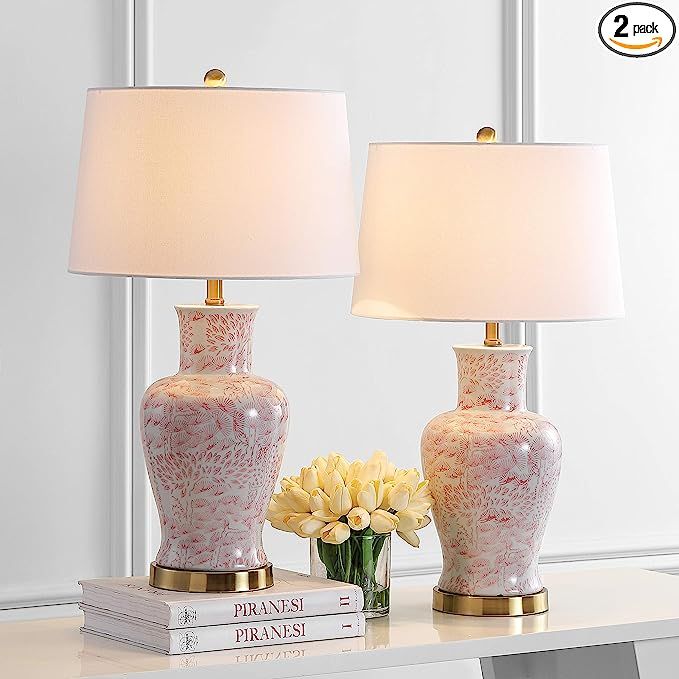 SAFAVIEH Lighting Collection Calli Pink/ White Chinoiserie 28-inch Bedroom Living Room Home Offic... | Amazon (US)