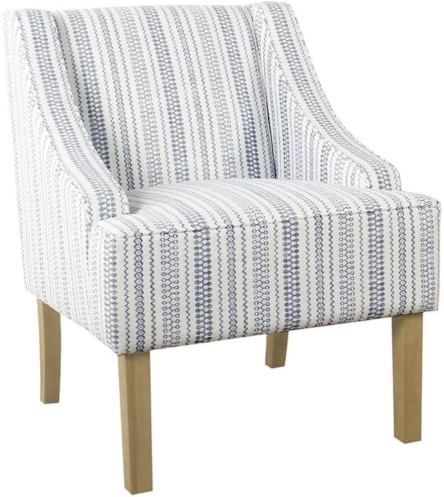 HomePop Velvet Swoop Arm Accent Chair, Blue and White farmhouse stripe | Amazon (US)