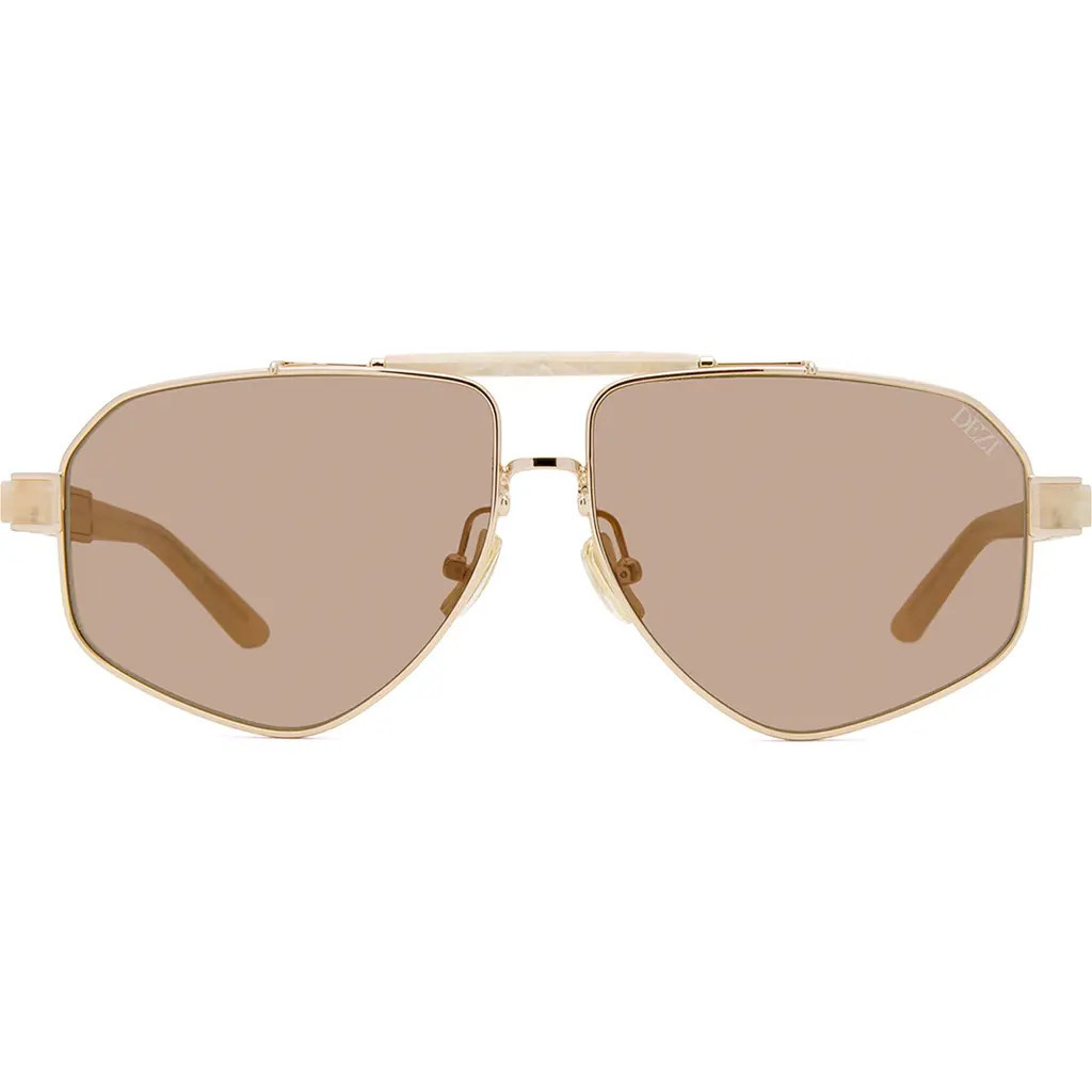 DEZI 6FT 62mm Oversize Aviator Sunglasses in Gold /Limestone /Moss at Nordstrom | Nordstrom
