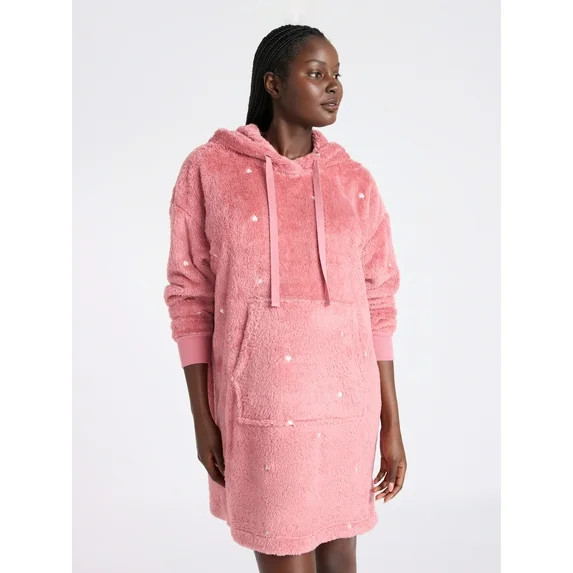 Joyspun Women's Oversized Hooded Plush Lounger, Size XS-3X | Walmart (US)