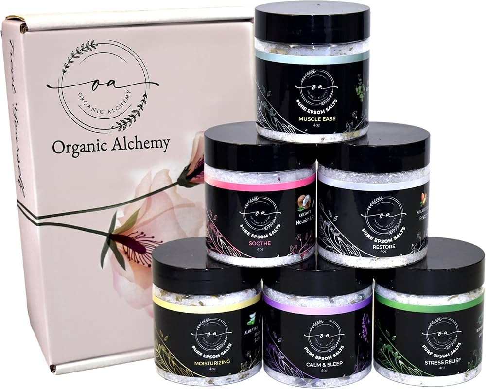 Epsom Bath Salts Gift Set, Relaxing Spa Salt & Essential Oils, Bubble Bath Soaks - Lavender, Euca... | Amazon (US)