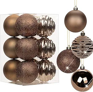 3.15" Christmas Ball Ornaments Brown 12 Pcs Shatterproof Christmas Tree Decorations Xmas Tree Med... | Amazon (US)