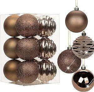 3.15" Christmas Ball Ornaments Brown 12 Pcs Shatterproof Christmas Tree Decorations Xmas Tree Med... | Amazon (US)