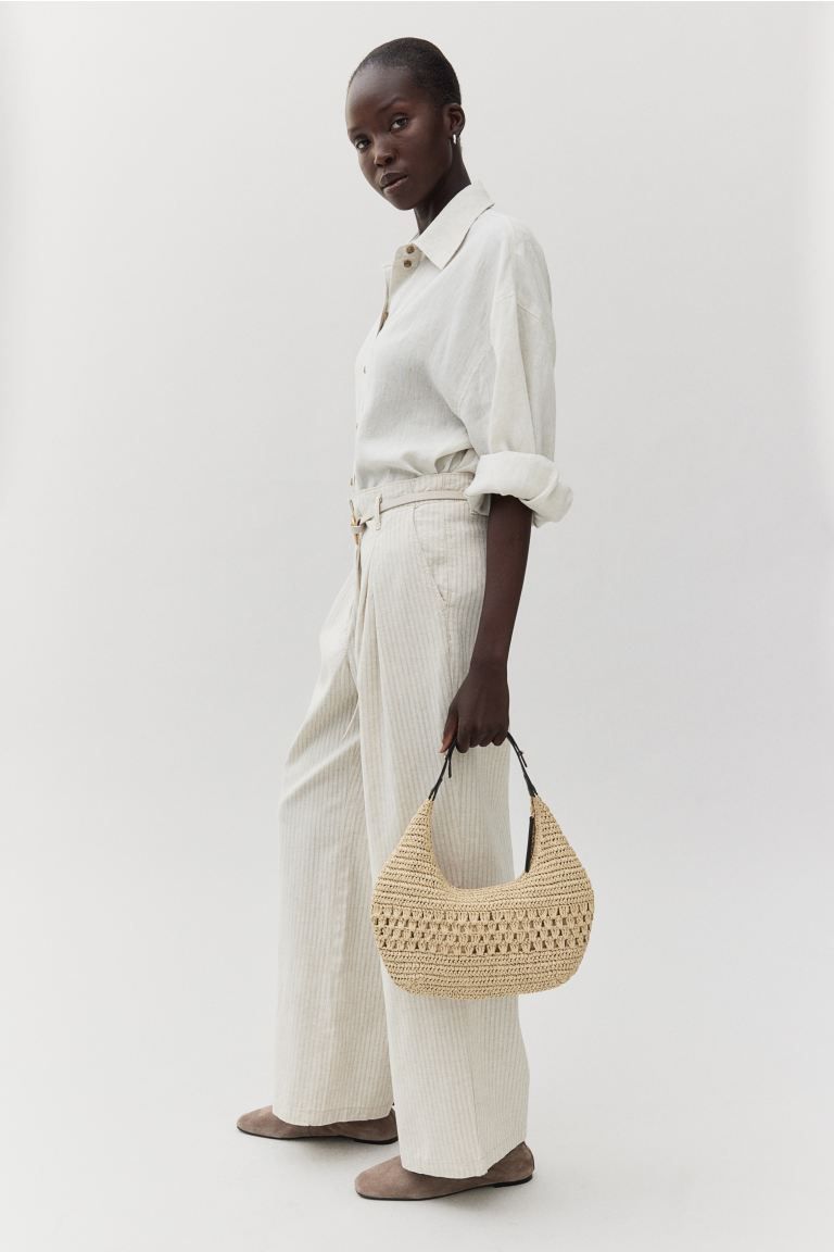 Straw shoulder bag - Light beige - Ladies | H&M GB | H&M (UK, MY, IN, SG, PH, TW, HK)