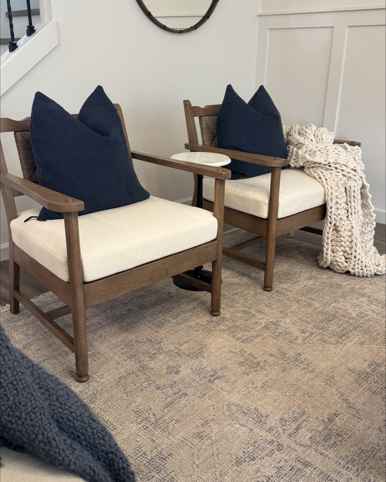 Armchair, transitional, wood, seagrass, coastal, living room, seating, texture, company

#LTKHome #LTKU