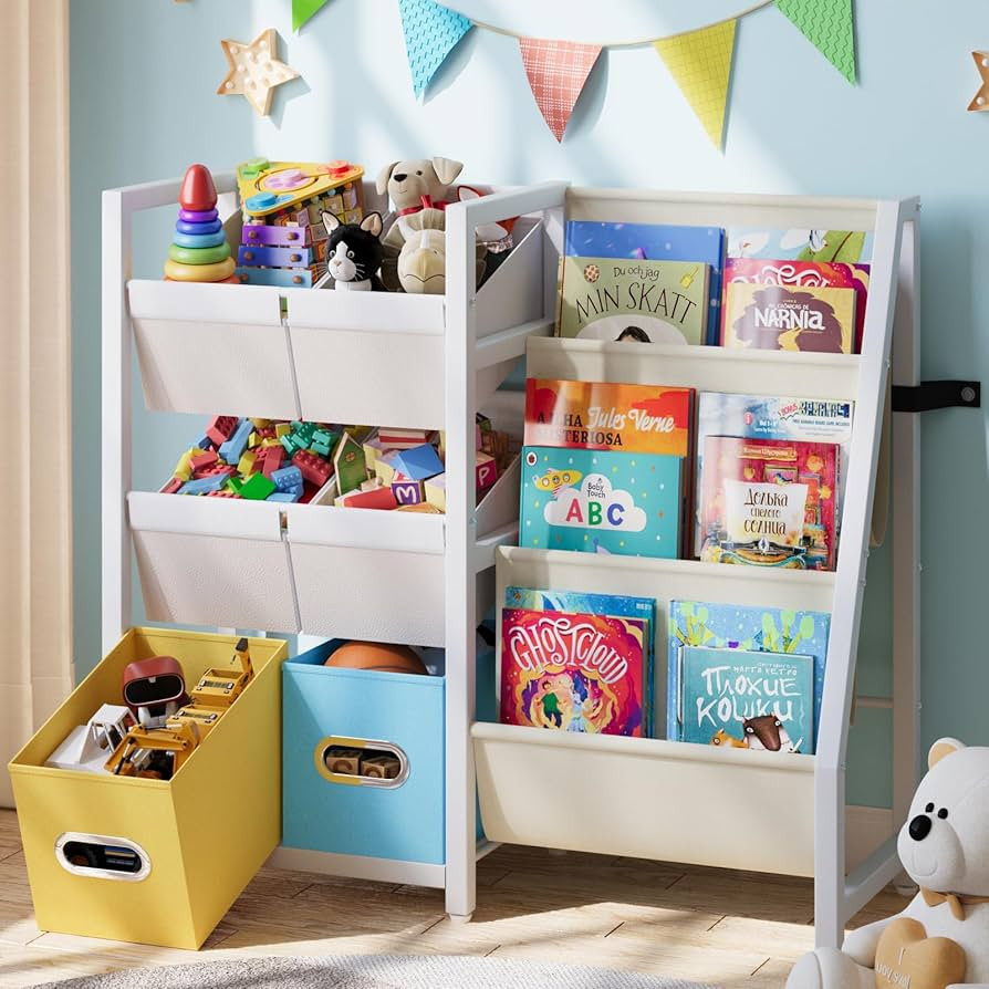 Kids Bookshelf Toy Storage Organizer - Book Shelf for Kids Rooms, 6 Toy Bins for Kids Organizer a... | Amazon (US)