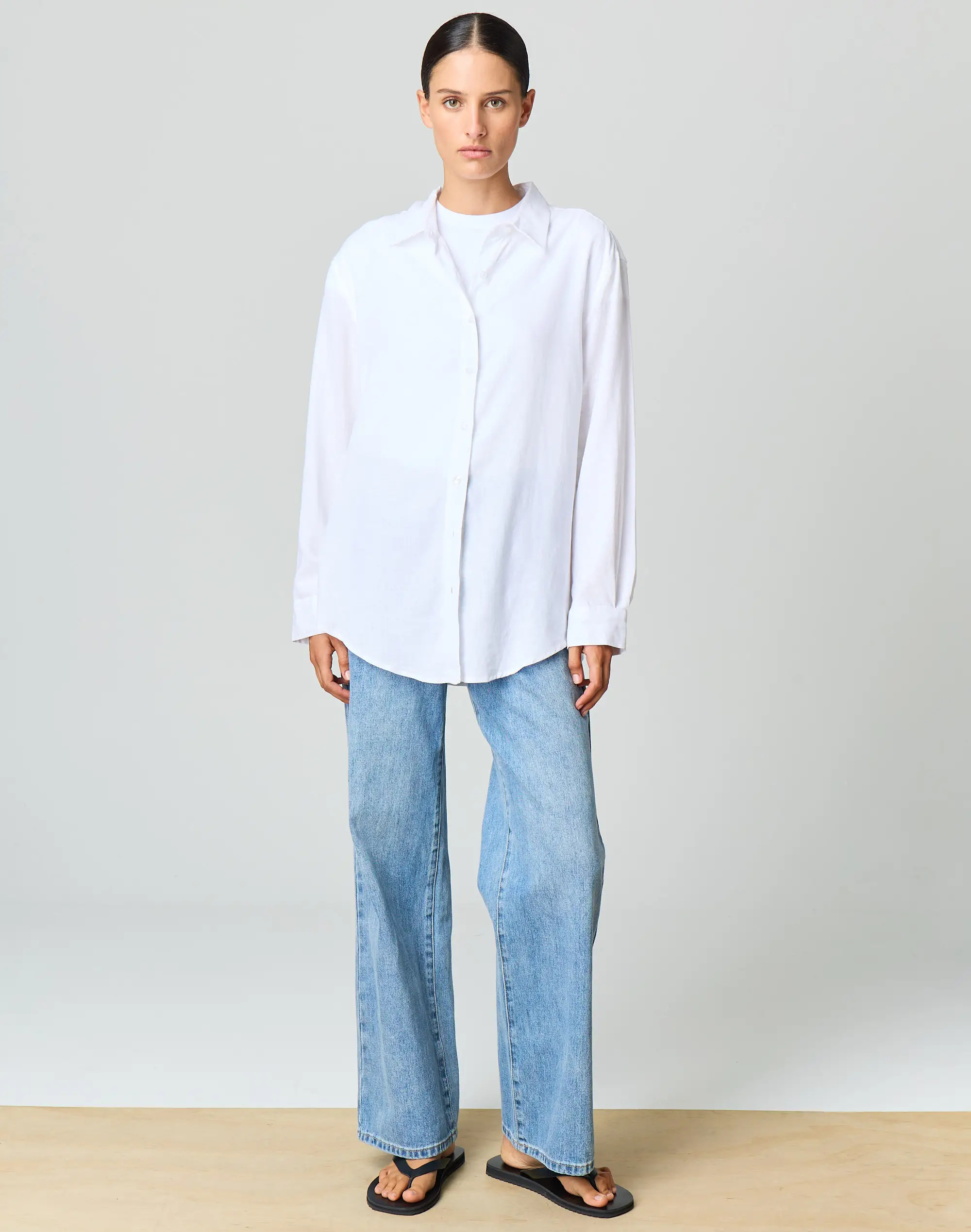 Linen Blend Button Up Long Sleeve Shirt | Glassons (Australia)