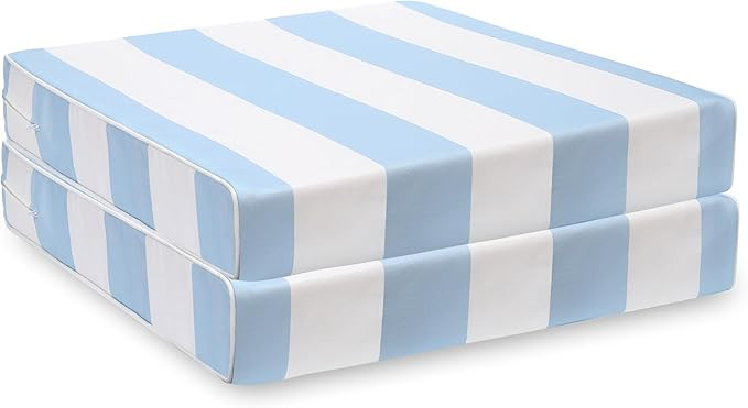 Hofdeco Premium Coastal Patio Indoor Outdoor Seat Cushion Cover Only Set of 2, 24”x24”x4” W... | Amazon (US)