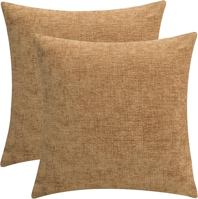 CaliTime Pack of 2 Cozy Throw Pillow Covers Cases for Couch Sofa Home Decoration Solid Dyed Soft ... | Amazon (US)
